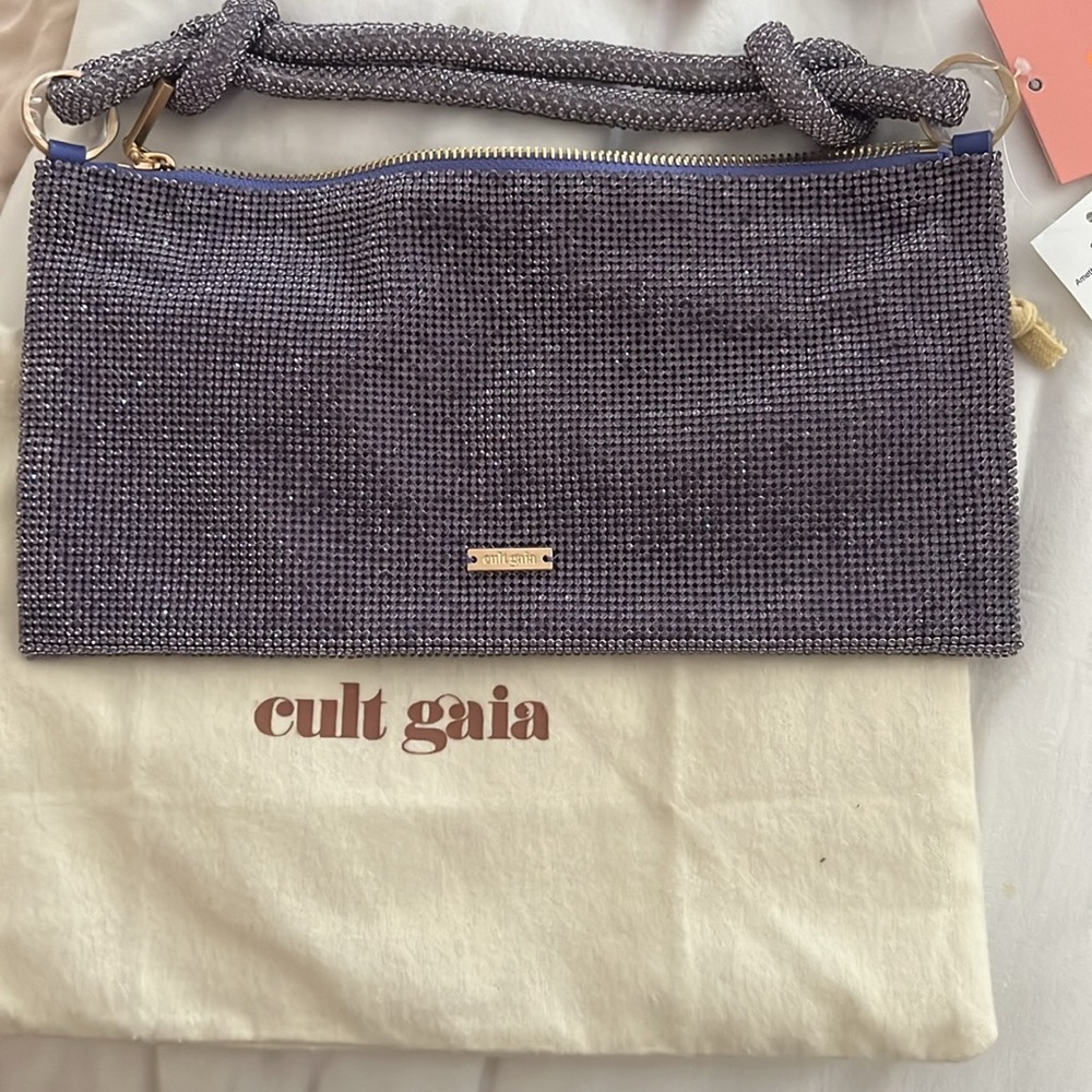 Cult Gaia Hera Nano Rhinestone Shoulder Bag in Amethyst Purple NEW With Tags - Picture 5 of 9